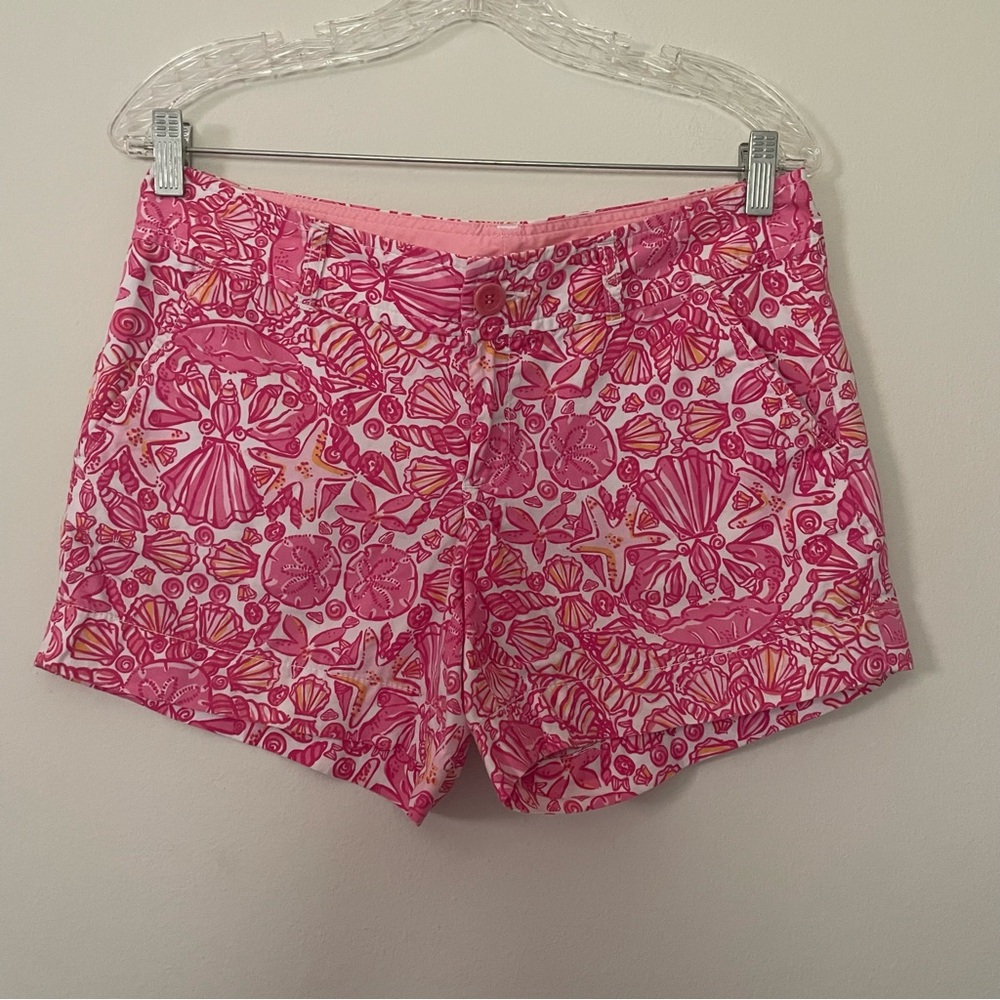 Lilly Pulitzer Callahan Shorts Sailors Valentine Mini Hotty Pink Shells Size 6